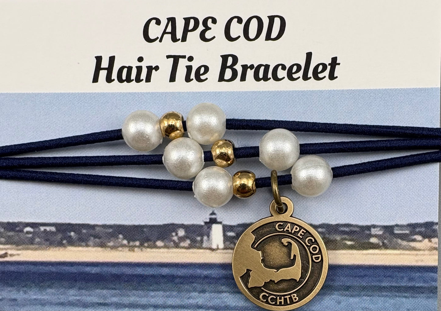 Cape Cod Hair Tie Bracelet -Dennis Dark Denim