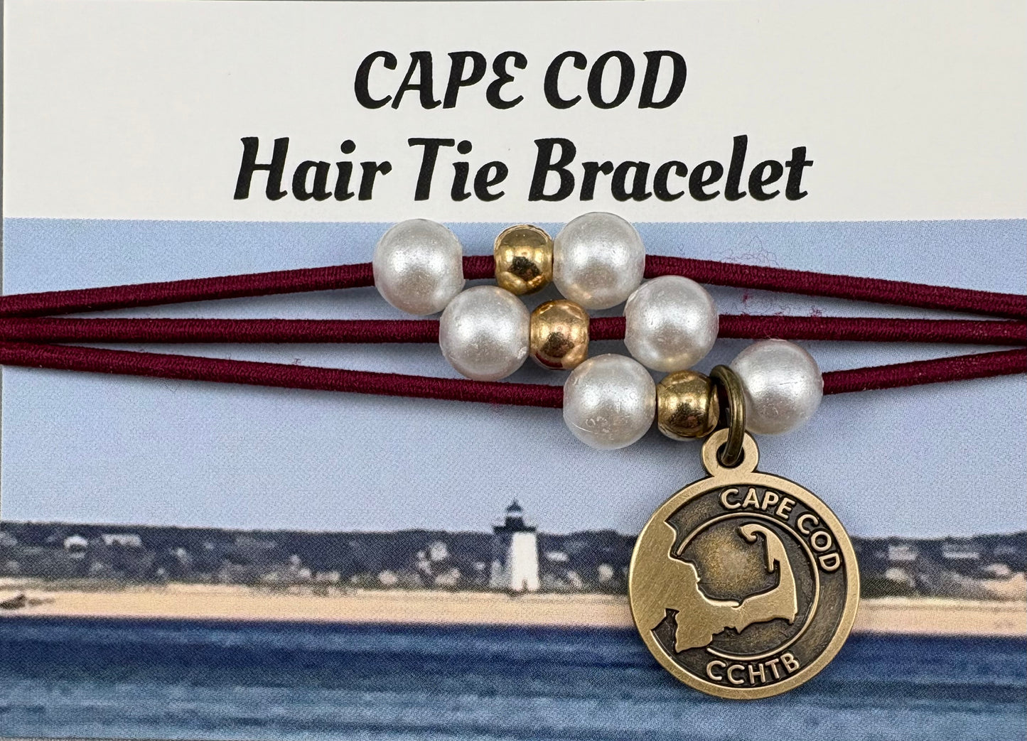 Cape Cod Hair Tie Bracelet - Chatham Classic Cranberry